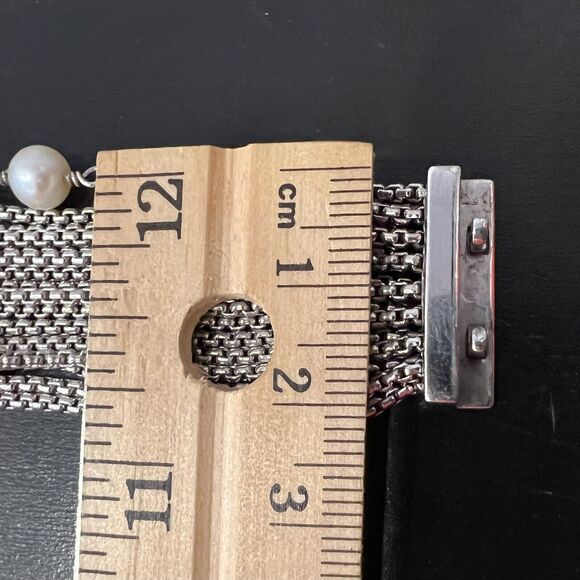 David Yurman 925 Sixteen Row Chain Bracelet With Pearls 7” - Picture 9 of 10